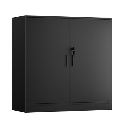 Casier de rangement ZAPATA à double porte et double compartiment avec serrure - Noir