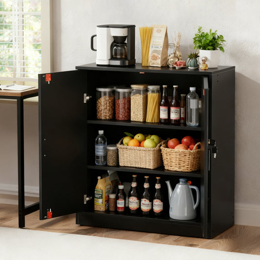 Casier de rangement ZAPATA à double porte et double compartiment avec serrure - Noir