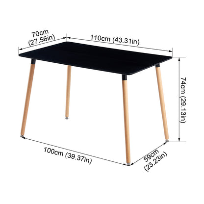 SAGE Rectangulaire Table de salle à manger Table de cuisine Table de conférence de bureau moderne Table basse - Noir/Blanc