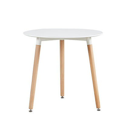 Table Ronde Salle Manger Scandinave pour Salle à Manger Diamètre 80cm Moderne Style Nordique Blanc - EGGREEPEA Table à Manger Ronde en MDF avec 3 Pieds en Hêtre 80 * 80 * 74 cm - Blanc
