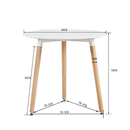 Table Ronde Salle Manger Scandinave pour Salle à Manger Diamètre 80cm Moderne Style Nordique Blanc - EGGREE