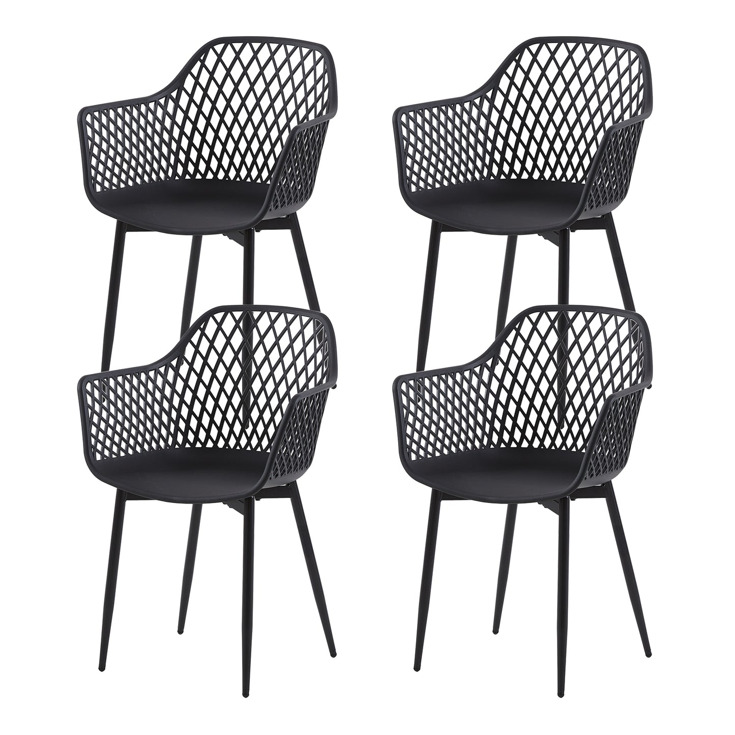 Chaises de salle à manger avec pieds en métal, chaise creuse au design rétro(Ensemble de 2/4) - Noir-ROME