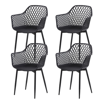 Chaises de salle à manger avec pieds en métal, chaise creuse au design rétro(Ensemble de 2/4) - Noir-ROME