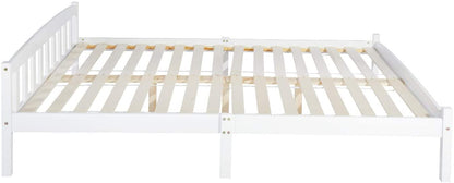 ABATE Lit Simple/Double en Bois 96 *198 cm/146 * 198 cm - Blanc