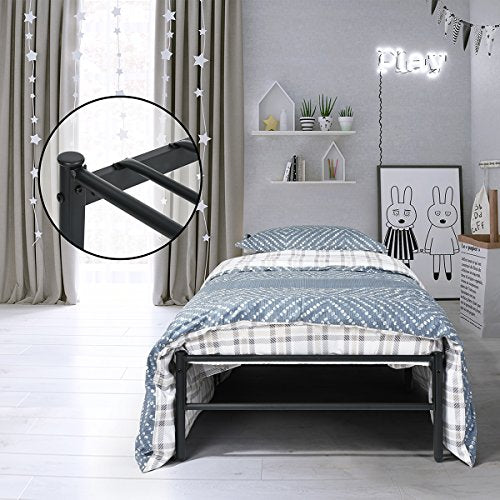 Lit Simple lit gigogne avec sommier 90x190cm noir - EGGREE
