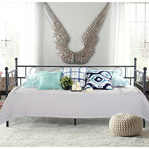 Cadre de lit en Métal Structure lit banquette en Lit Simple pour Enfants ou Adulte noir - EGGREE