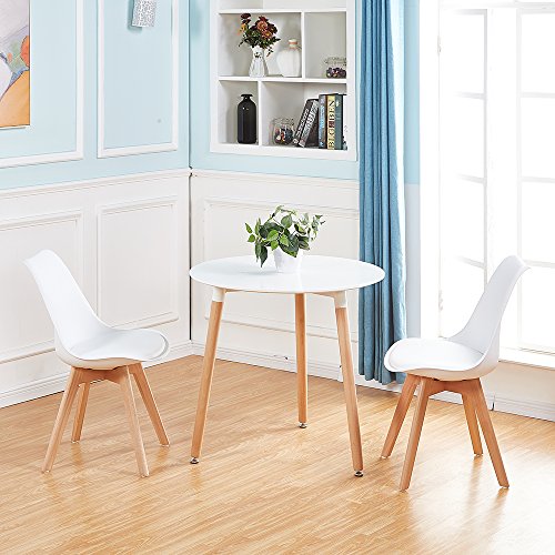 Table Ronde Salle Manger Scandinave pour Salle à Manger Diamètre 80cm Moderne Style Nordique Blanc - EGGREE