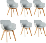 CLOVER PP Chaise de Salle à Manger Pieds en Hêtre - Noir/Blanc/Gris