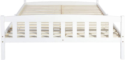 ABATE Lit Simple/Double en Bois 96 *198 cm/146 * 198 cm - Blanc