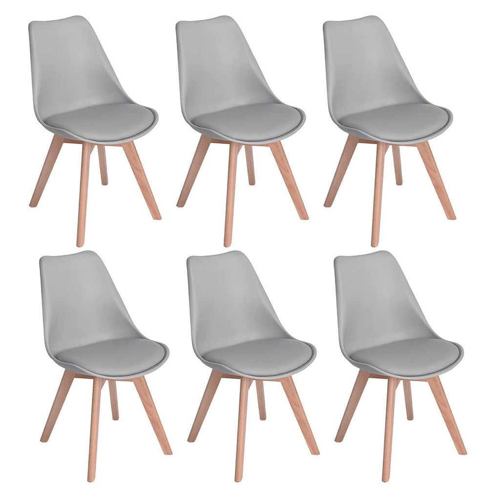 TULIP PP Chaise de Salle à Manger Pieds en Chêne - Noir/Blanc/Gris