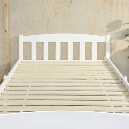 ABATE Lit Simple/Double en Bois 96 *198 cm/146 * 198 cm - Blanc