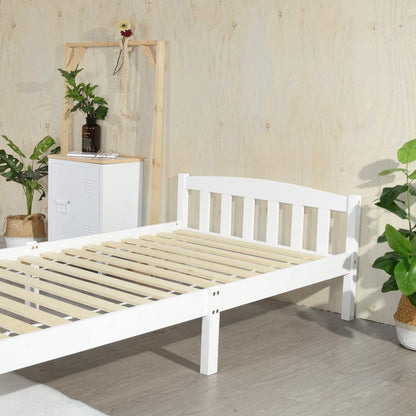 ABATE Lit Simple/Double en Bois 96 *198 cm/146 * 198 cm - Blanc