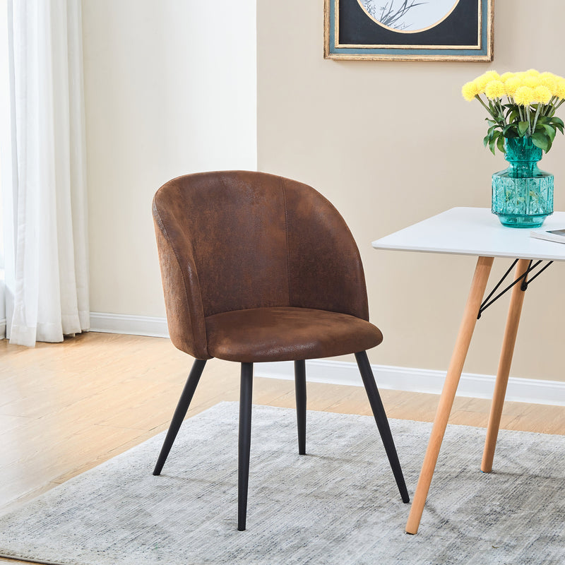 ALOE Chaise de Salle à Manger en Suède avec Accoudoirs et Pieds en Métal - Bleu Foncé avec Pieds Noirs
