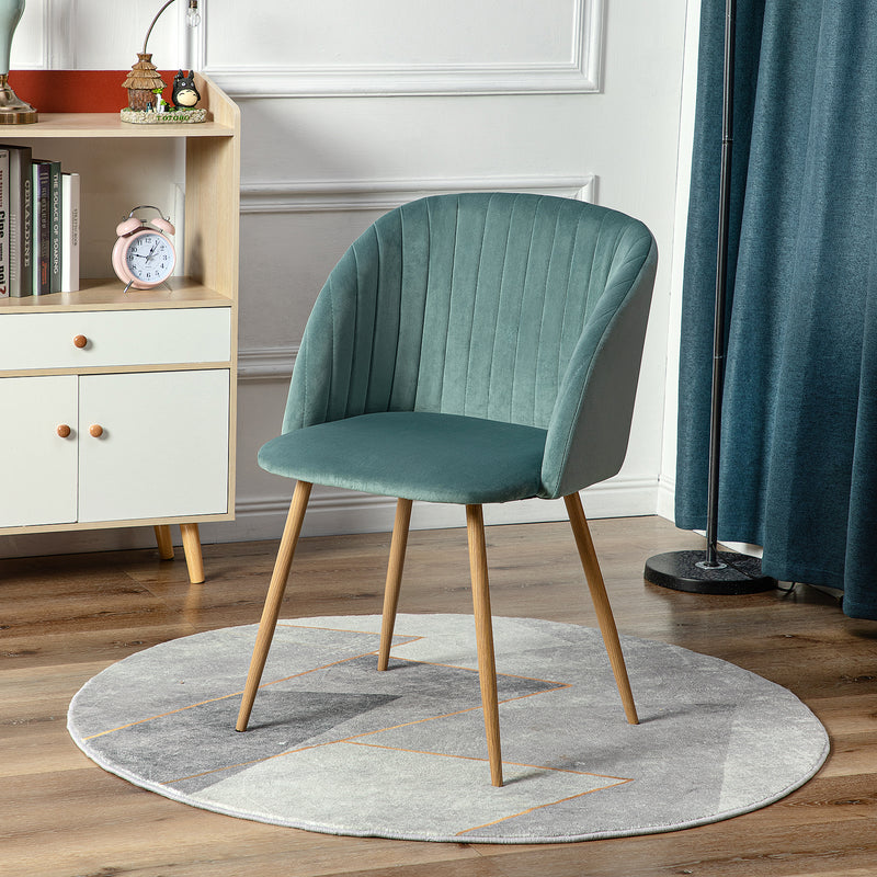 ALOE Petite Velours Chaise de salle à Manger avec Accoudoir et Pieds en Métal - Rose/Bleu/Gris/Vert Cactus