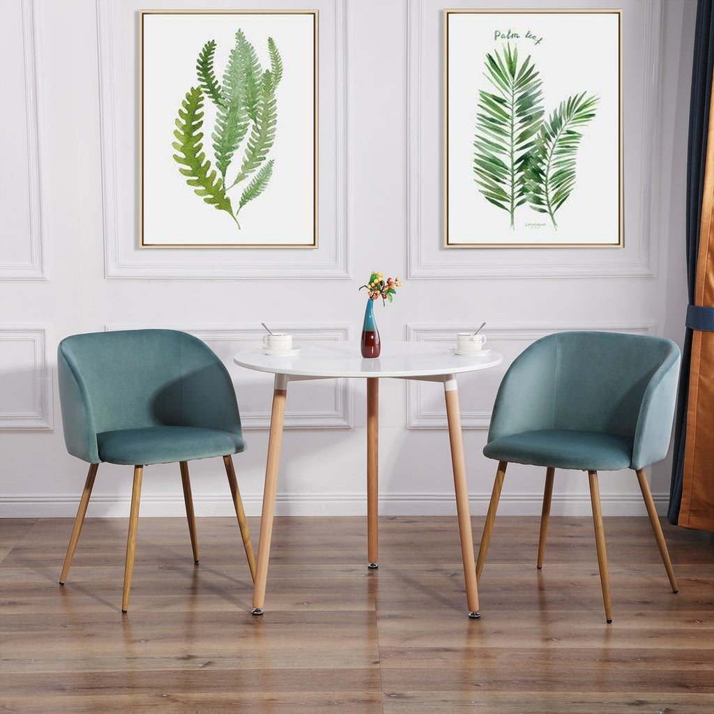 ALOE Petite Velours Chaise de salle à Manger avec Accoudoir et Pieds en Métal - Rose/Bleu/Gris/Vert Cactus