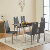 ANN-HANDLE Esszimmerst¨¹hle Kunstleder Polsterstuhl Moderner K¨¹chenstuhl Stuhl Esszimmer - Schwarz/Wei?/Dunkelgrau