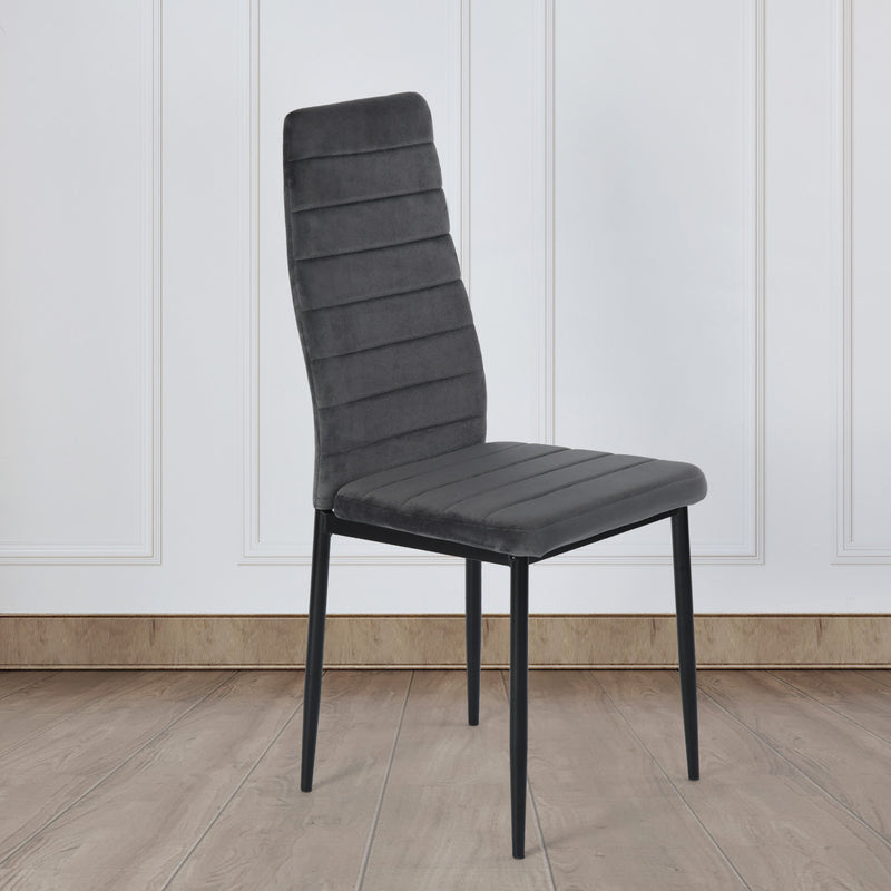 Chaise de salle à manger en velours - gris, noir, marron foncé en option, taille 41,5x52x98CM - pack de quatre