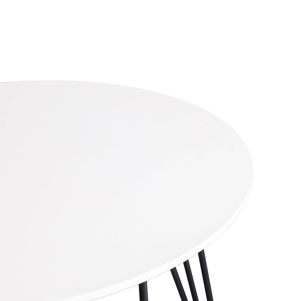 CHILLI Table à Manger Ronde en MDF avec Pieds en Métal 80 * 80 * 75 cm - Noir/Blanc