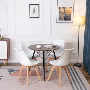 CORE Table à Manger Ronde en MDF avec Pieds en Métal 80 * 80 * 75 cm - Noir/Couleur Du Bois