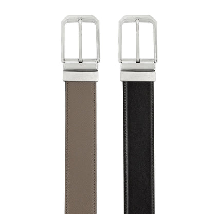 Diest Ceinture élégante à boucle ardillon en cuir de vachette avec couche supérieure, Couleur Acier, Kaki