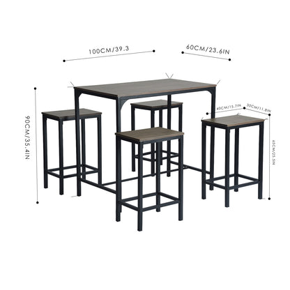 FAIRMAN Ensemble De Table De Bar Avec 1 Table Et 4 Chaises