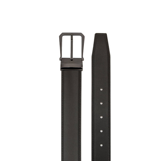 Galway Ceinture classique avec boucle ardillon en cuir supérieur, Noir Pistolet