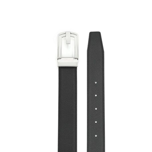 Geel Ceinture classique avec boucle ardillon en cuir de vachette de première qualité - Noir Acier