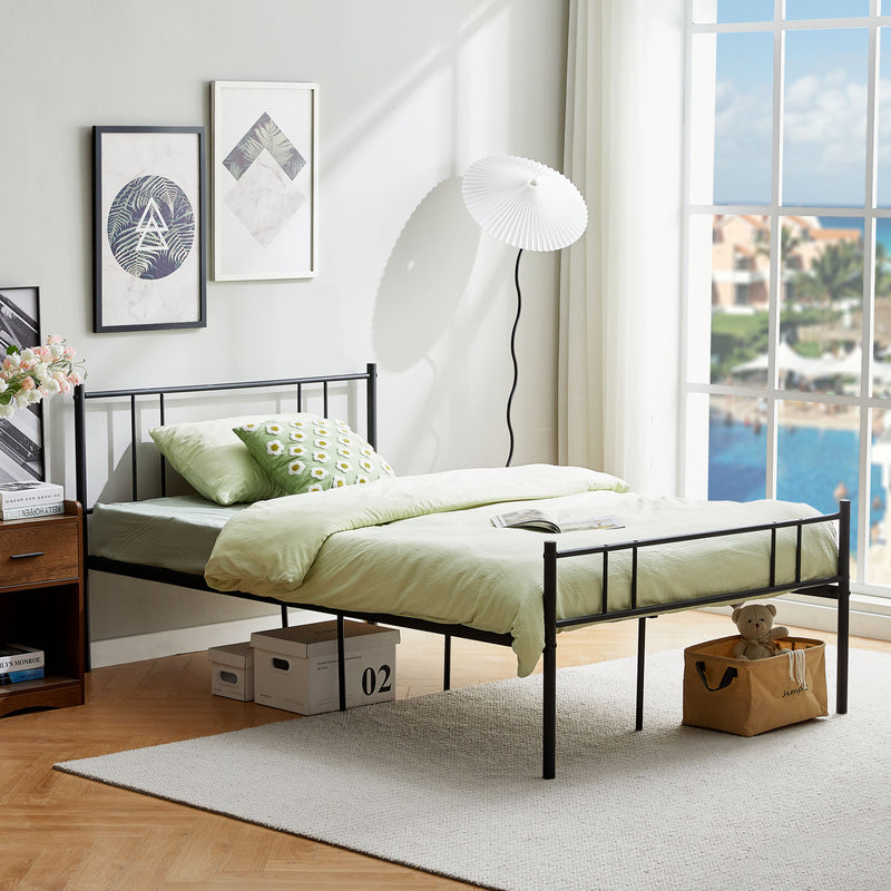 LAVER Lit Simple/Double en Métal 100 * 200 cm/120 * 200 cm - Noir