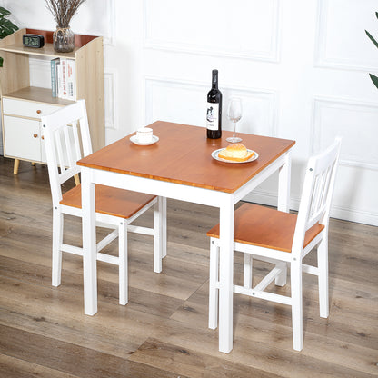 LILAC Ensemble Table à Manger et 2 Chaises 74*74*73cm - Blanc/Gris/Marron
