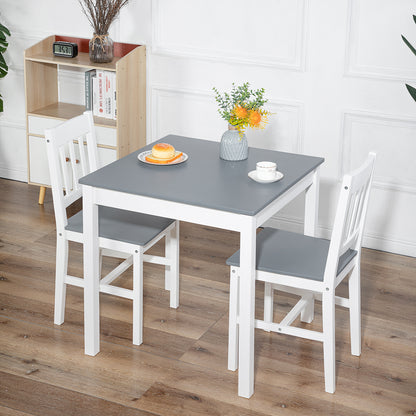LILAC Ensemble Table à Manger et 2 Chaises 74*74*73cm - Blanc/Gris/Marron