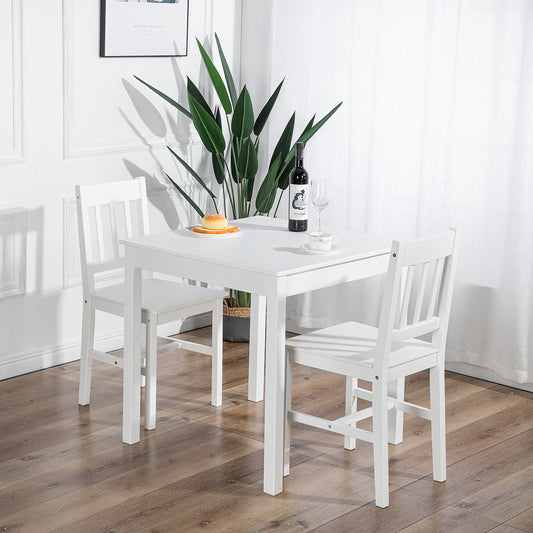 LILAC Ensemble Table à Manger et 2 Chaises 74*74*73cm - Blanc/Gris/Marron