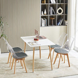 LUCCA Chaises de Salle à Manger en Tissu Technique Design Scandinave avec Pieds en Bois de Hêtre Massif - Gris Transparent
