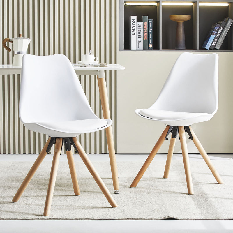LUCCA Chaises De Salle À Manger Chaises De Cuisine Rembourrées Scandinaves Avec Pieds En Bois Massif De Hêtre - Blanc