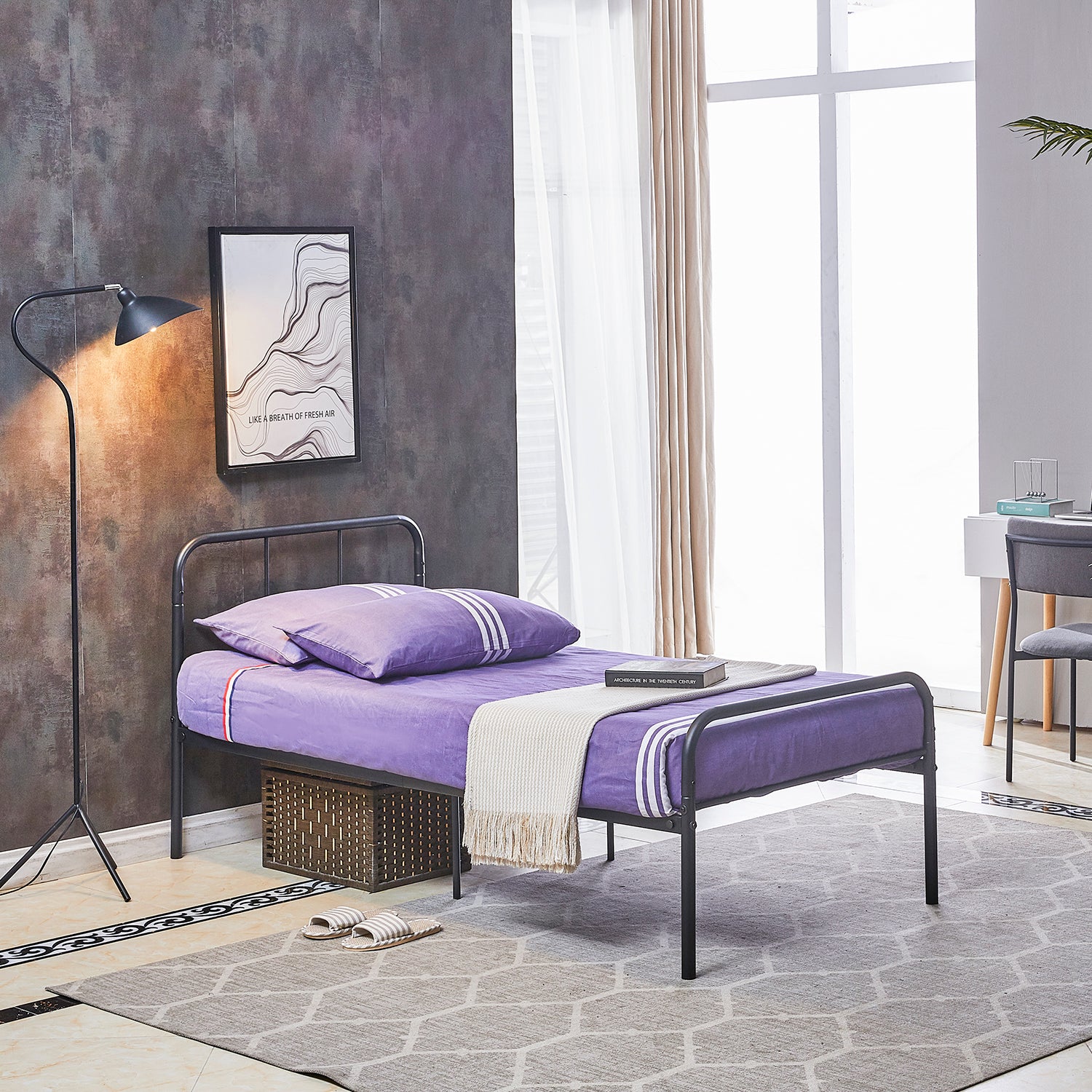 MILO Lit Simple/Double en Métal 94 * 196 cm/143 * 196 cm - Noir