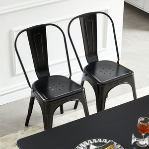 MOOLI chaises de Salle à Manger empilables en métal Style Industriel Vintage - Noir