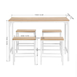 MOREMAN Ensemble De Salle à Manger Pour 4 Personnes Avec Table Et Chaises En Tube De Fer Noir Et Motif De Bois Foncé/Blanc Avec Grain De Chêne Doré