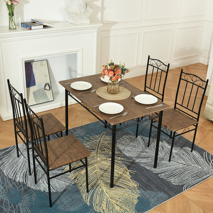NORSEMAN Ensemble de Salle à Manger 5 Pièces, Table à Manger Rectangulaire avec 4 Chaises 109*69*75cm - Couleurs Disponibles