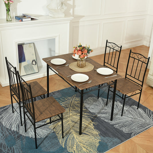 NORSEMAN Ensemble de Salle à Manger 5 Pièces, Table à Manger Rectangulaire avec 4 Chaises 109*69*75cm - Couleurs Disponibles