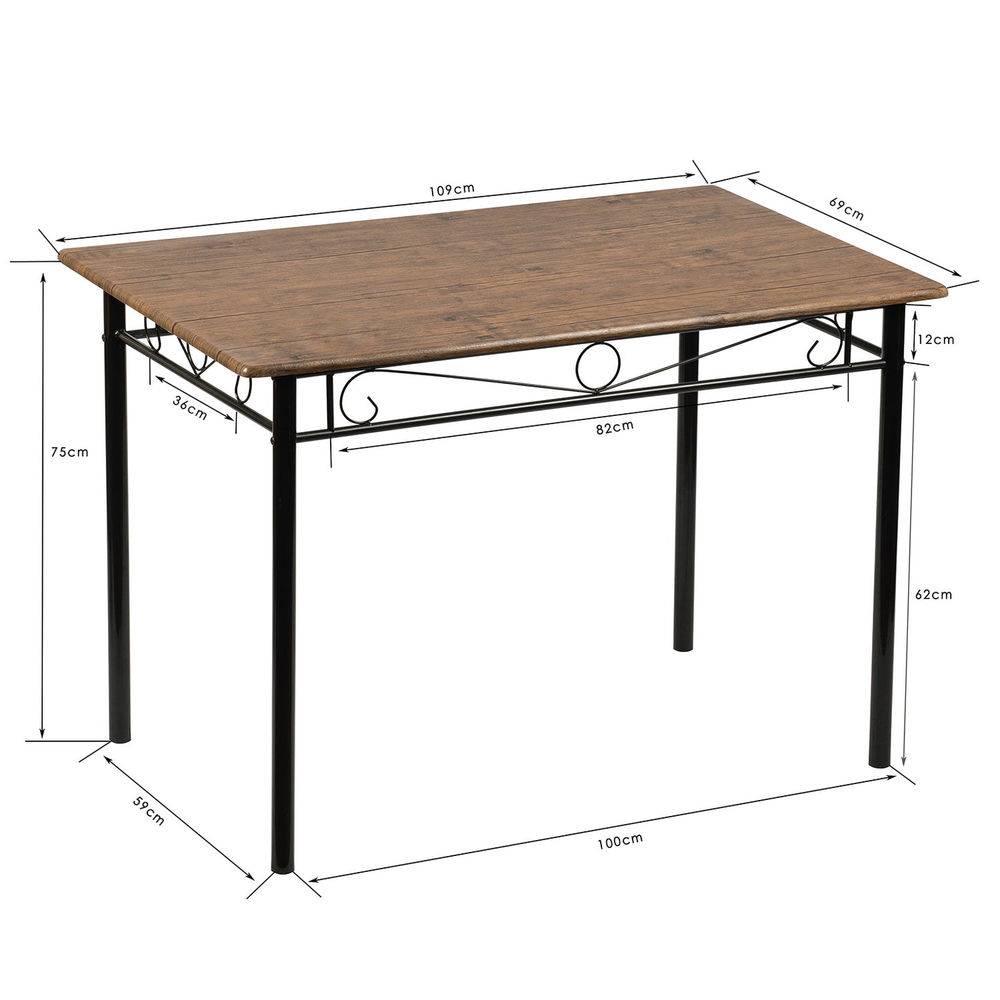 NORSEMAN Ensemble de Salle à Manger 5 Pièces, Table à Manger Rectangulaire avec 4 Chaises 109*69*75cm - Couleurs Disponibles