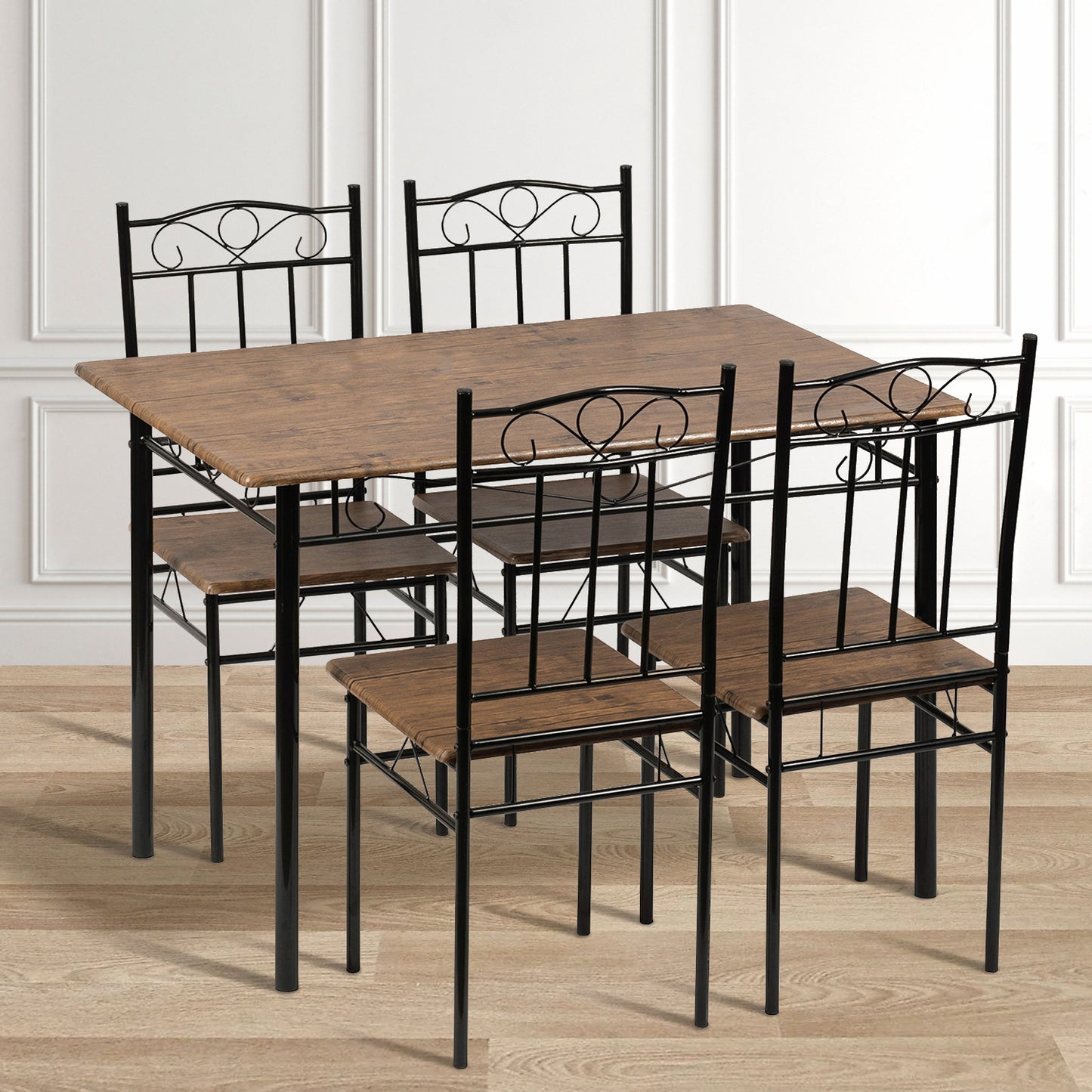 NORSEMAN Ensemble de Salle à Manger 5 Pièces, Table à Manger Rectangulaire avec 4 Chaises 109*69*75cm - Couleurs Disponibles