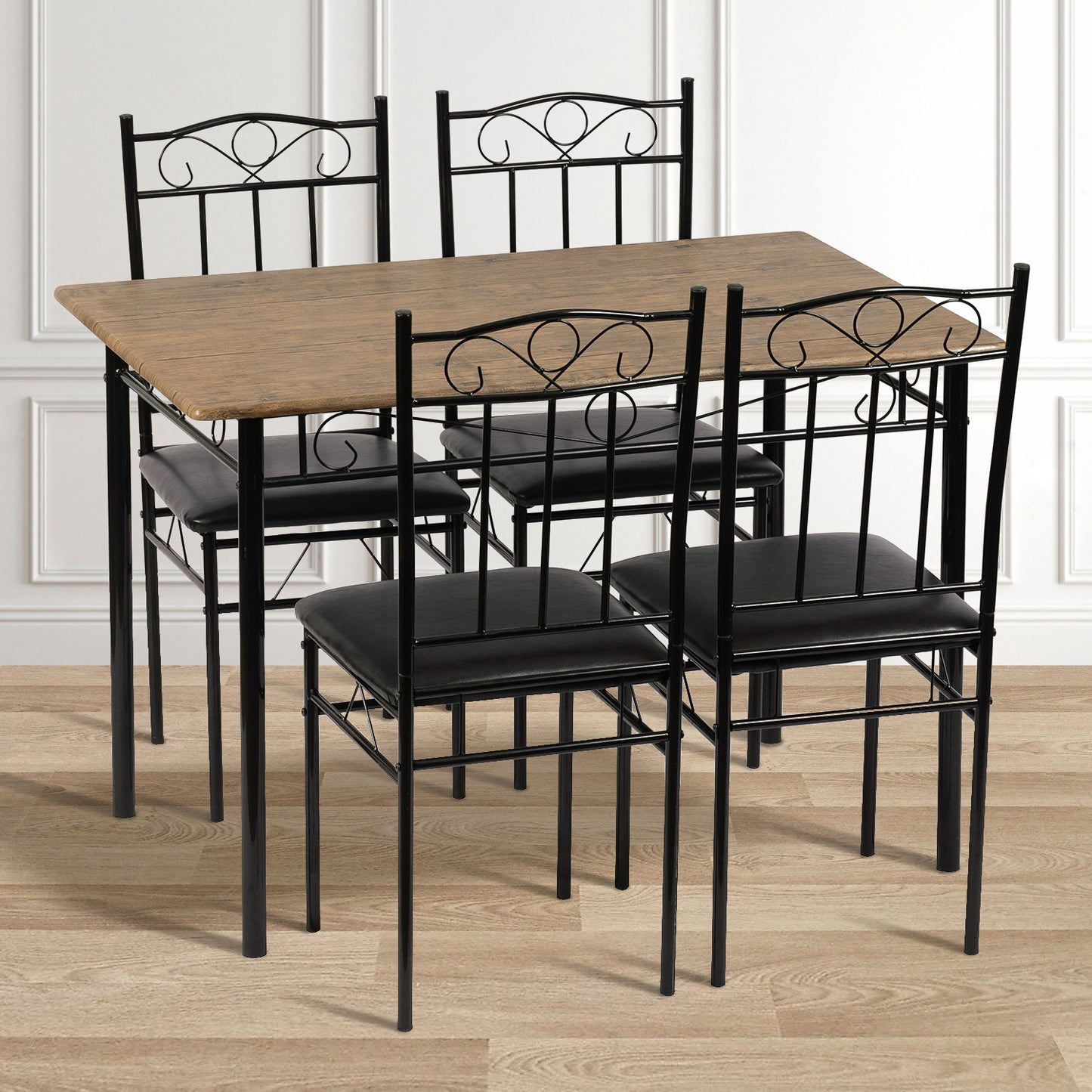 NORSEMAN Ensemble de Salle à Manger 5 Pièces, Table à Manger Rectangulaire avec 4 Chaises 109*69*75cm - Couleurs Disponibles