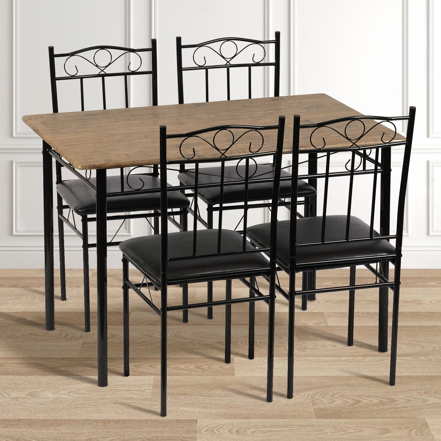 Ensemble Table à Manger avec 4 Chaises, Table de Ronde de 100 cm, Set Table et Chaise Cuisine Salon Moderne, Chaise Velours Gris - Maison Ensemble Table à Manger avec 4 Chaises, Table de Ronde de 100 cm, Set Table et Chaise Cuisine Salon Moderne, Chaise Velours Gris - Maison
