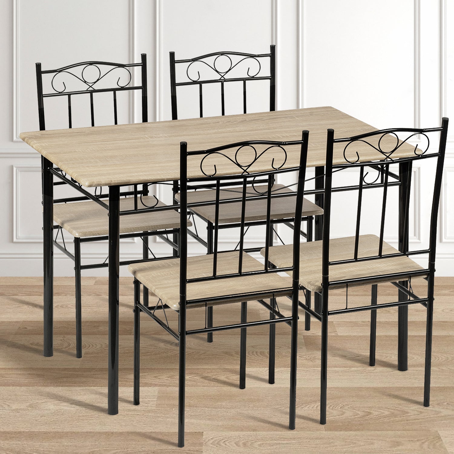 NORSEMAN Ensemble de Salle à Manger 5 Pièces, Table à Manger Rectangulaire avec 4 Chaises 109*69*75cm - Couleurs Disponibles