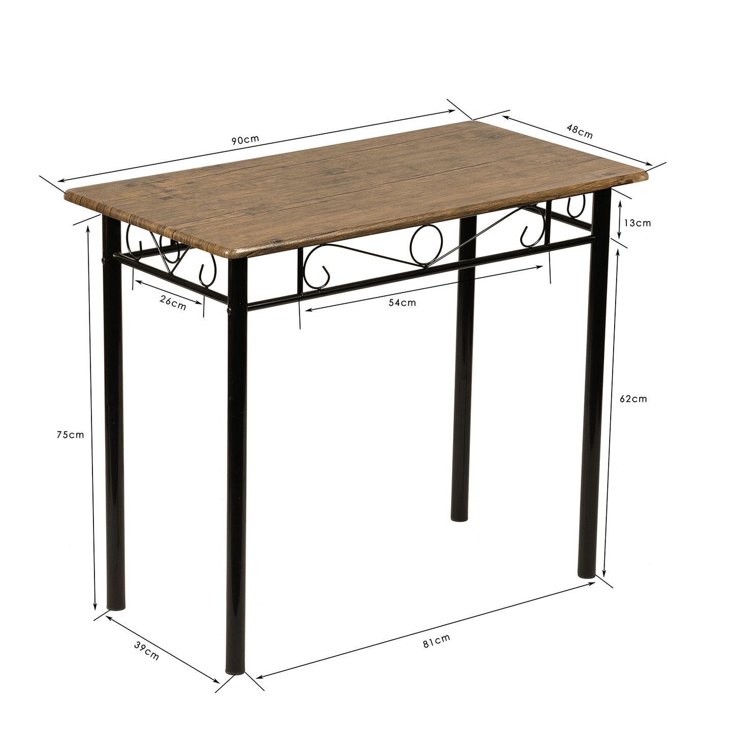 NORSEMAN Ensemble de Salle à Manger 3 Pièces, Table à Manger Rectangulaire avec 2 Chaises 90*48*75cm - Couleurs disponibles