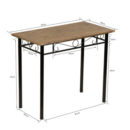 NORSEMAN Ensemble de Salle à Manger 3 Pièces, Table à Manger Rectangulaire avec 2 Chaises 90*48*75cm - Couleurs disponibles