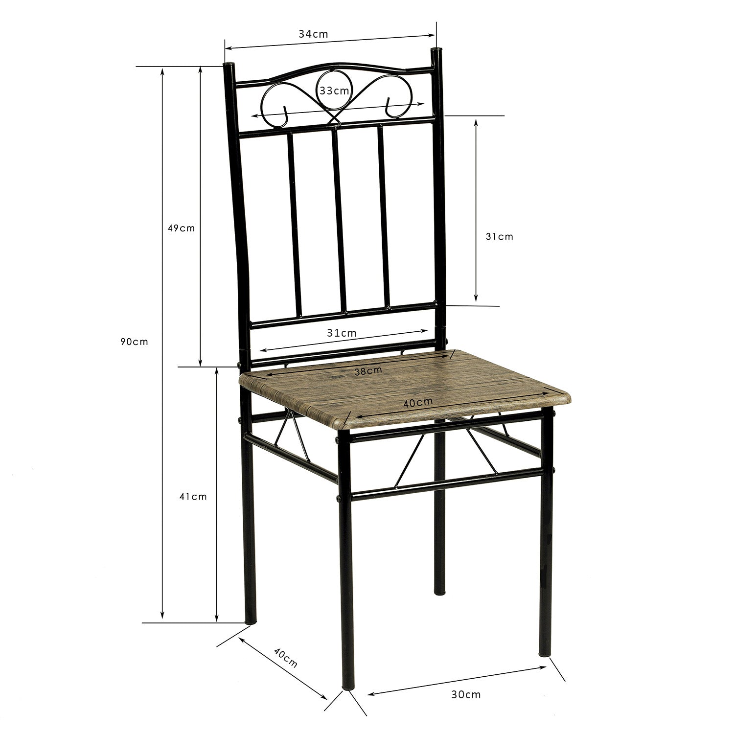 NORSEMAN Ensemble de Salle à Manger 3 Pièces, Table à Manger Rectangulaire avec 2 Chaises 90*48*75cm - Couleurs disponibles