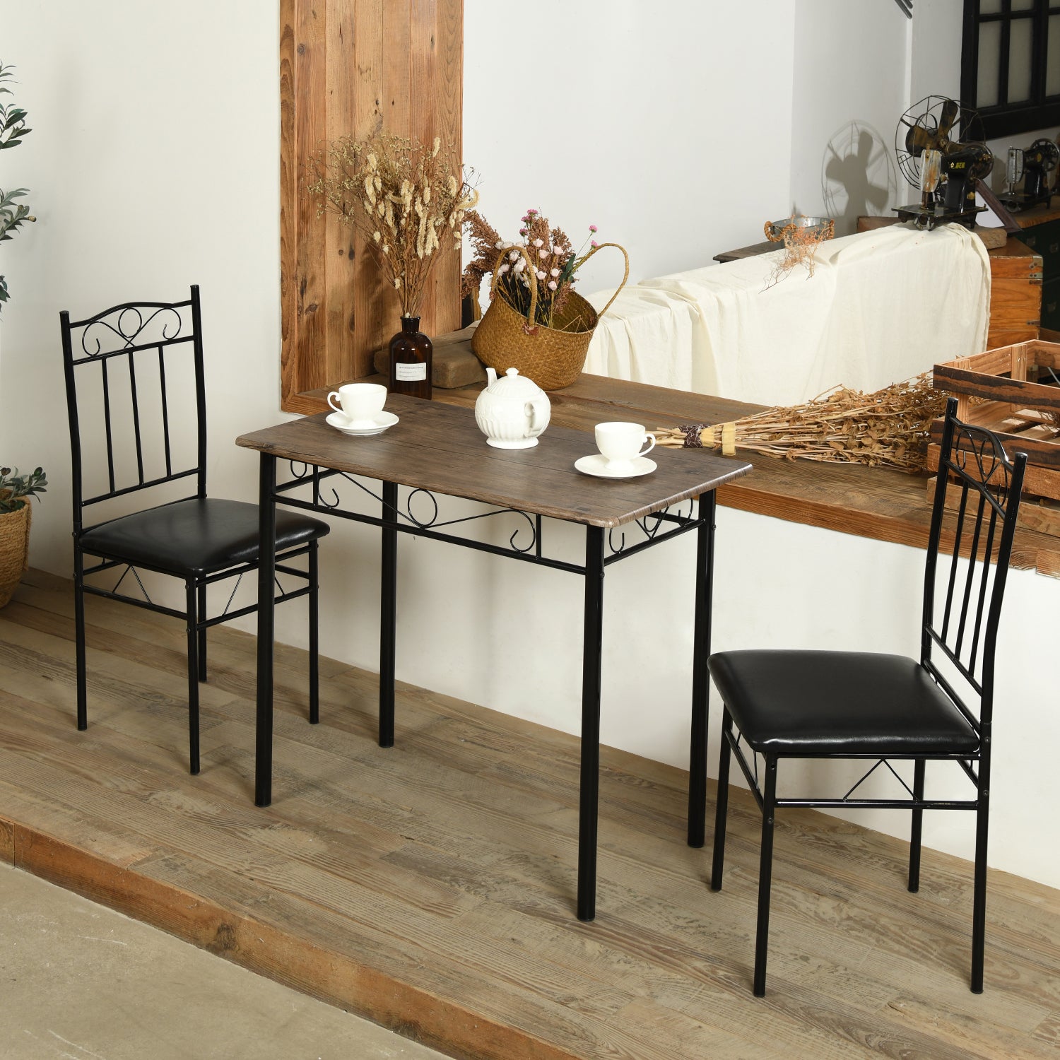 NORSEMAN Ensemble de Salle à Manger 3 Pièces, Table à Manger Rectangulaire avec 2 Chaises 90*48*75cm - Couleurs disponibles