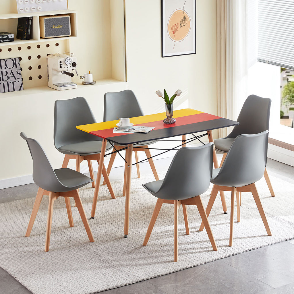 PANSY Table à Manger Rectangulaire en MDF avec Pieds en Hêtre 110 x 70 x 74 cm - Allemagne