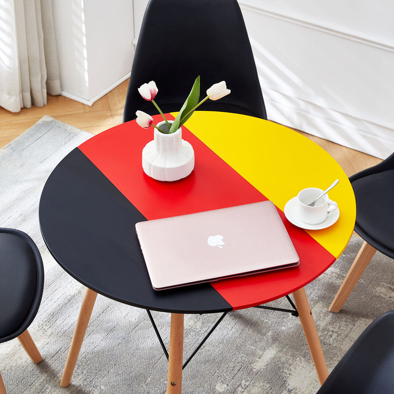RAY Table de Salle à Manger Scandinave Table de Cuisine Ronde avec Jambes en Hêtre 80 * 80 * 75 cm - Allemagne