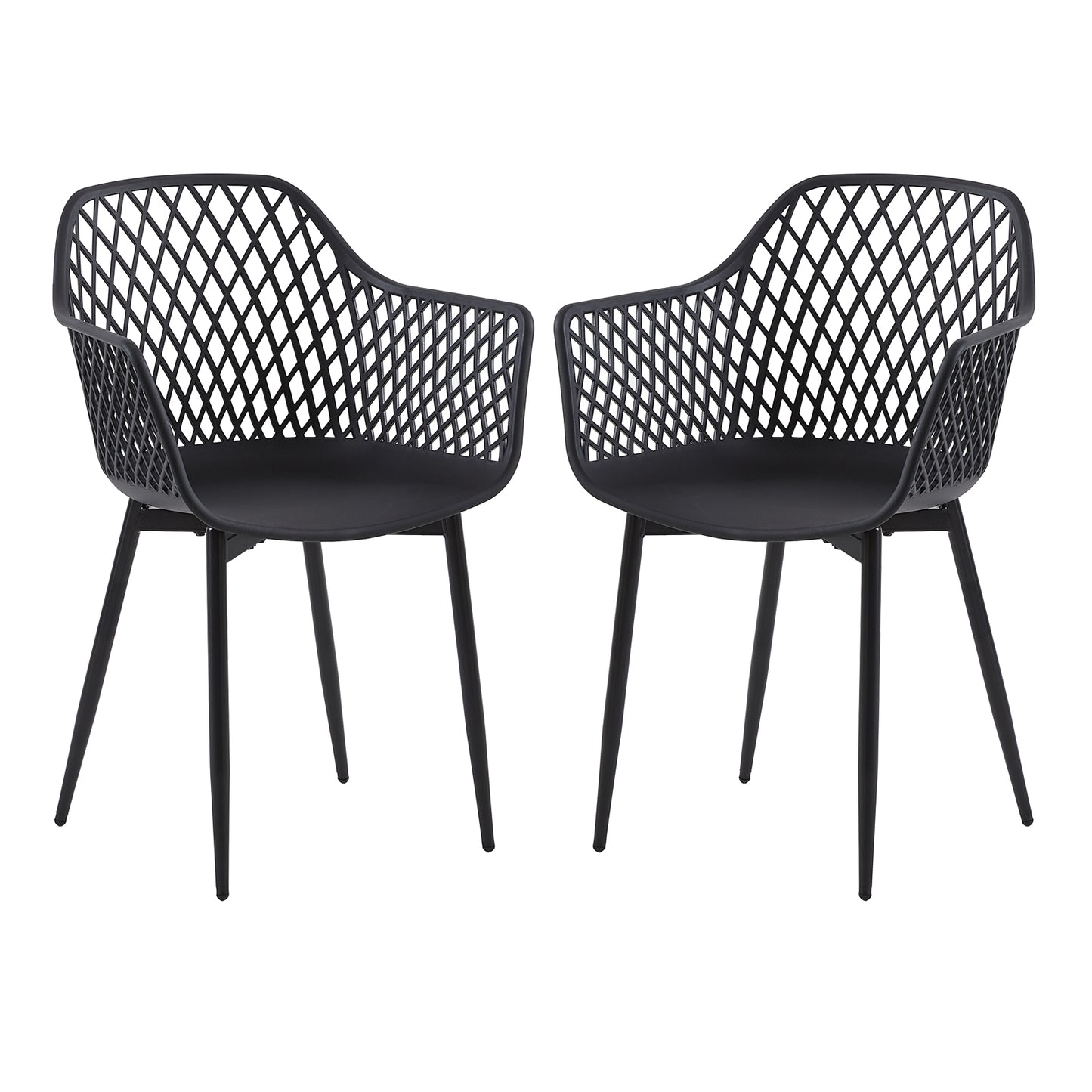 Chaises de salle à manger avec pieds en métal, chaise creuse au design rétro(Ensemble de 2/4) - Noir-ROME